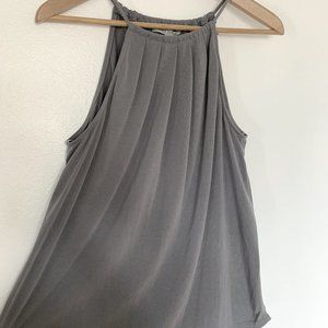 Green Envelope Pleated Spaghetti Strap Tank Gray